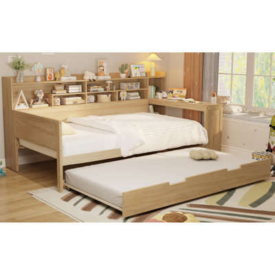 Lit simple multifonctionnel en bois avec rangement, design moderne pour la maison