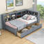 Lit de jour en bois Haileyjo avec 2 tiroirs, chargement USB et tablettes-1481406880-1481406894
