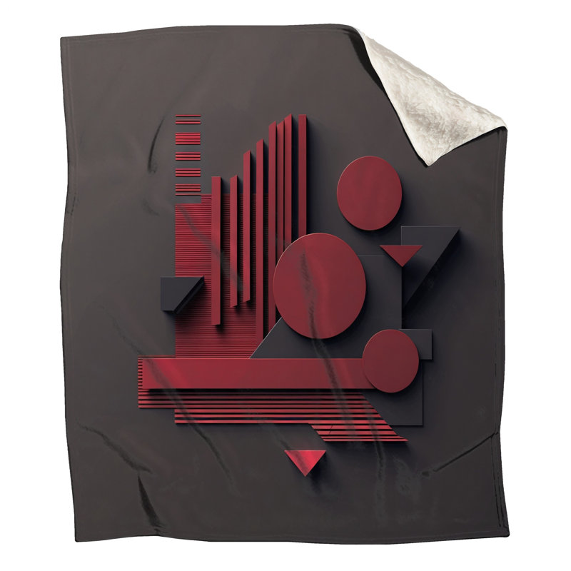 Red Geometric Shapes Blankets, 60in W x 80in H