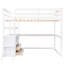 Lit mezzanine double en blanc avec bureau, tablettes et tiroirs - Pièce de chambre fonctionnelle et robuste-1902049701-1902049700