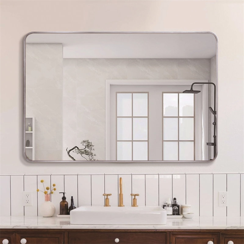 Miroir d'appoint Rauch, 32" x 24", Argent argent, Rectangulaire