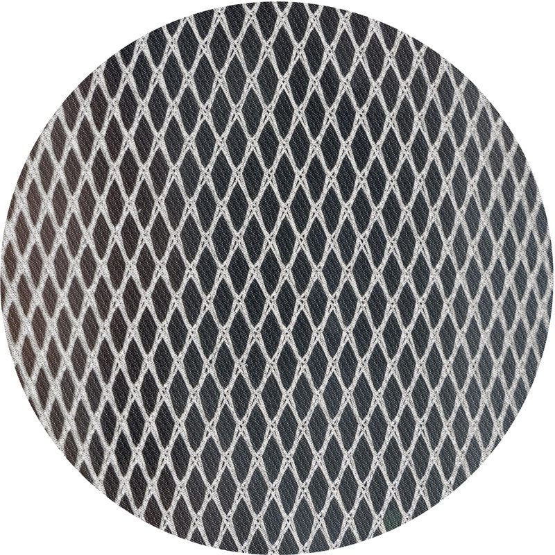Tapis gris/zone blanche à motifs Jeffreys, Rond 7 pi