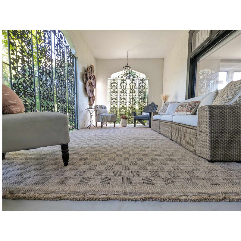 Abbie Machine Woven Checkered Area Rug, Rectangle 7'10" x 10'