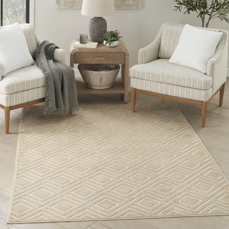 Ebern Designs Garp Taupe Modern Indoor Rug, Rectangle 6'7" x 9'2"