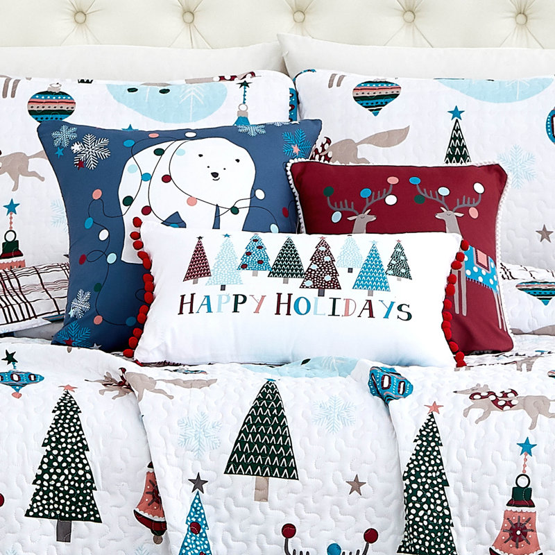 Ensemble de courtepointe réversible en microfibre Winter Wonderland, Courtepointe très grand + 5 pièces supplémentai
