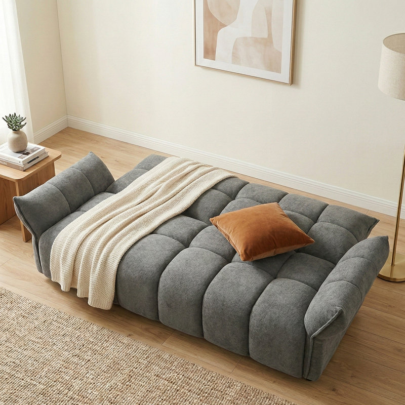 3 Seater Boucle Sofa Bed, Grey
