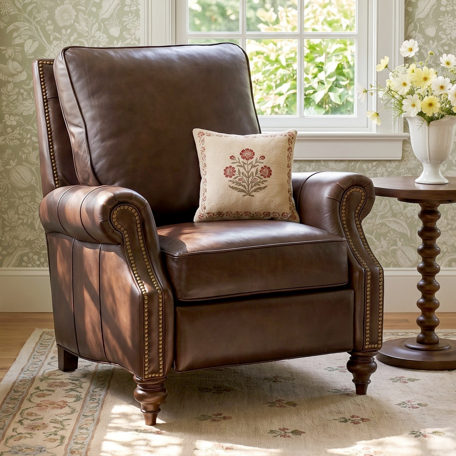 Lindley Genuine Leather Upholstered Recliner