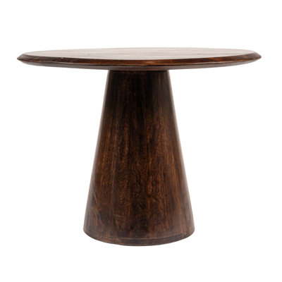 Declan Asymmetrical Organic-Shaped Mango Wood Accent Table with Conical Base, Walnut