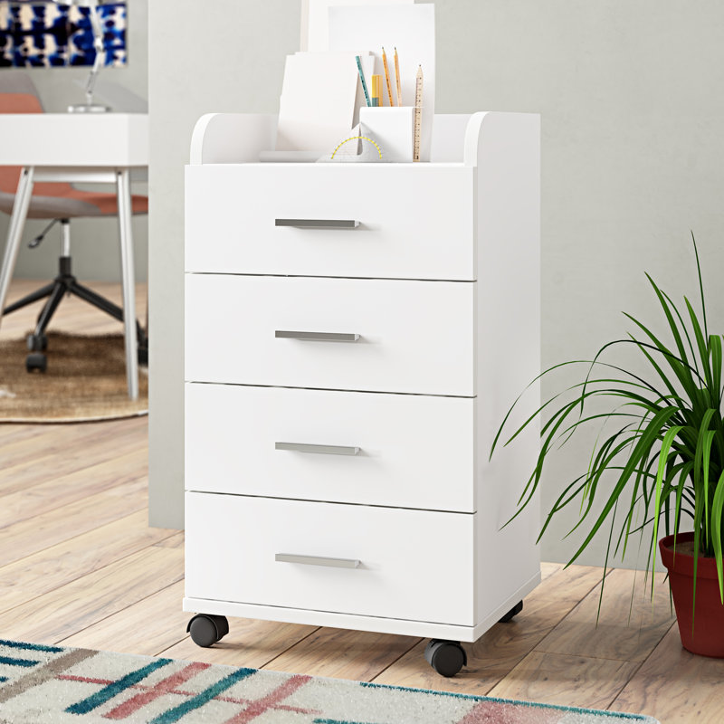 Landreneau 40cm Wide 4 -Drawer Mobile File Cabinet, White