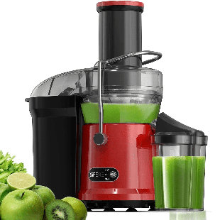 Sifene 800W Centrifugal Juicer Machine, 3.2" Wide Chute For Whole Fruits & Vegetables, Dual Speed, Easy Clean, Red