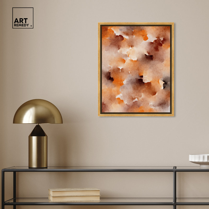 Gold Framed Abstract Canvas Print in Warm Earth Tones