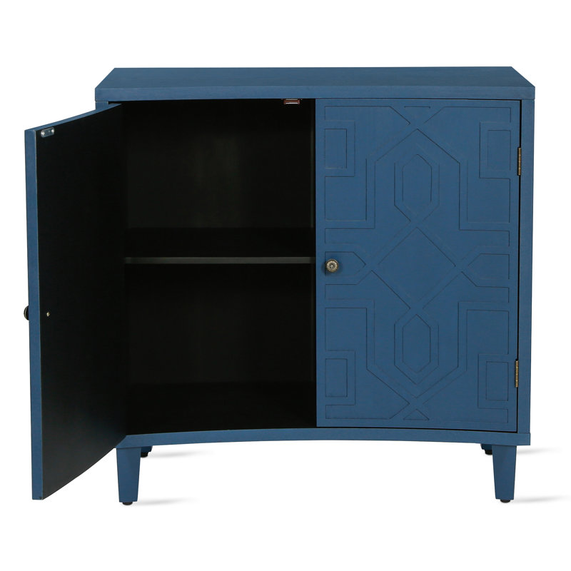 Wayne 2-Door Storage Accent Cabinet With Adjustable Shelf, Navy Blue