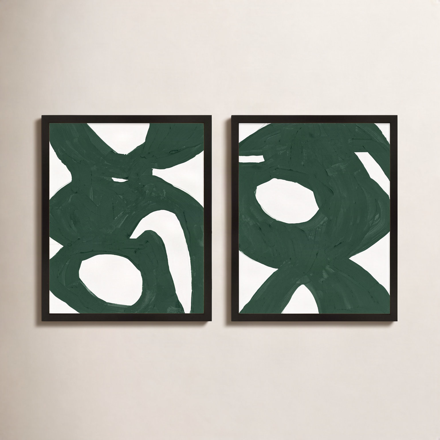 Goodall "Green Harmony" 2-Piece Painting Set, 25" H x 20" W, Black Framed