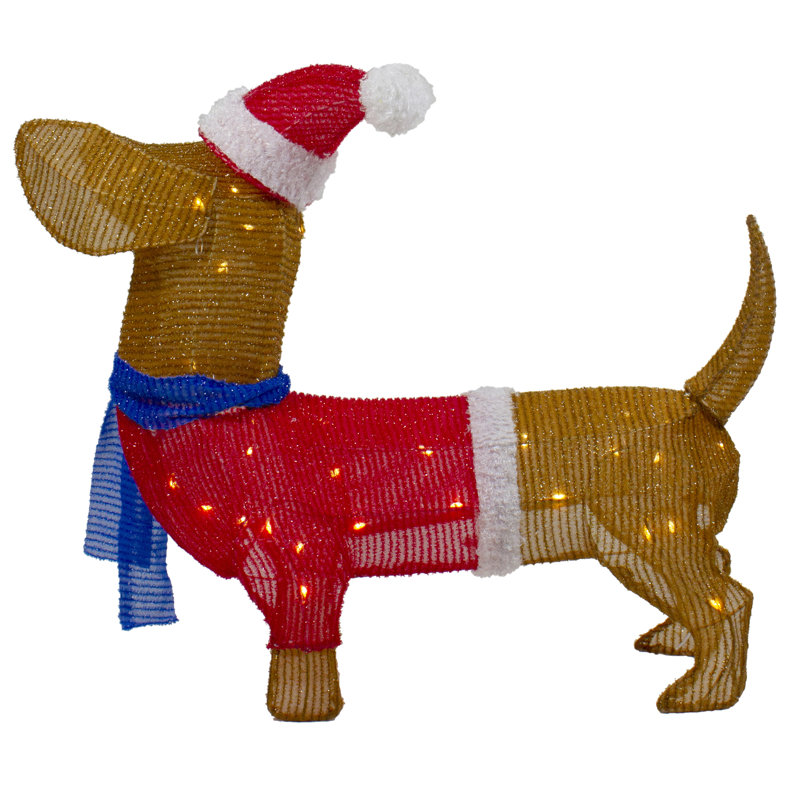 Décoration de Noël d'extérieur pour chien teckel 26 po à DEL