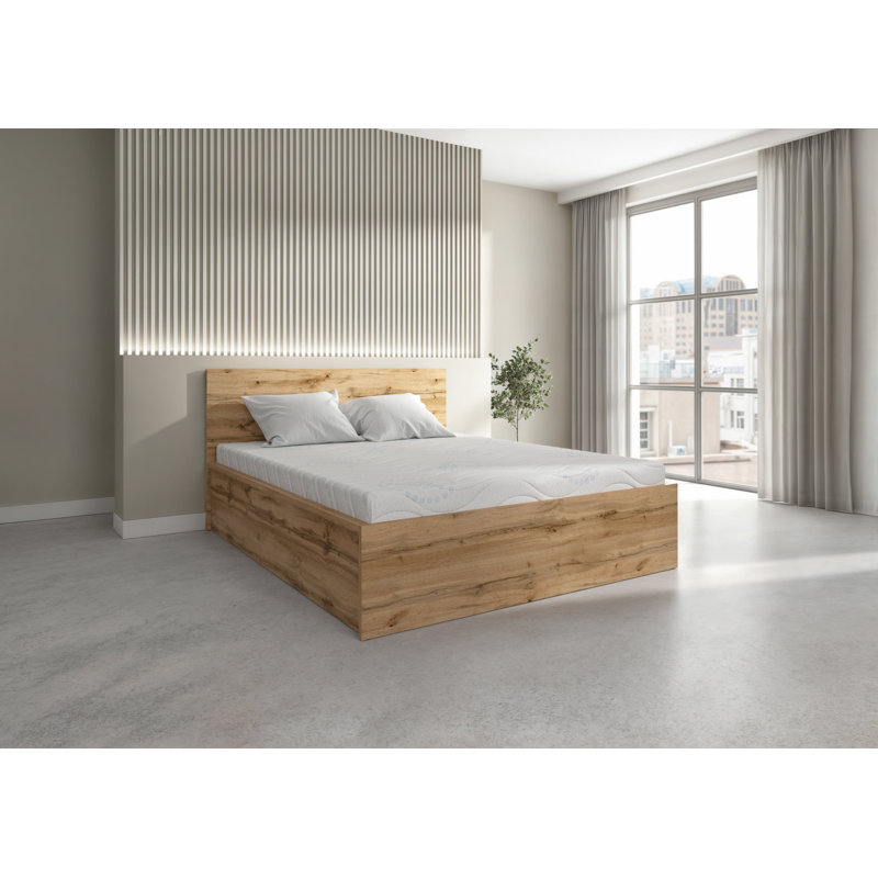 Aristocles Ottoman Bed with Headboard, Oak Wotan, European King (160 x 200cm)