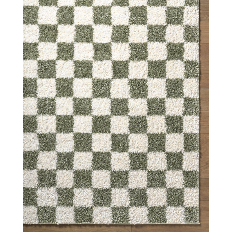  Edaline Machine Woven Rug, Ivory/Green, Rectangle 5'3" x 7'