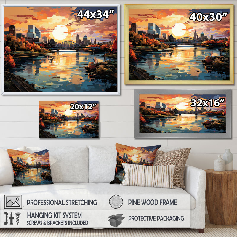 Boston Popart II - reproduction sur toile, Cadre simple noir, H 30 po x l 40 po x P 1,5 po