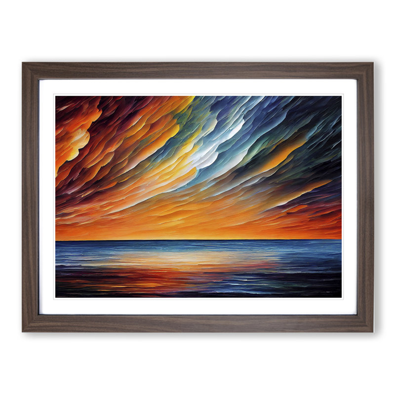 XH1022-6440X Ocean Clouds Vol.1 Abstract - Single Picture Frame Print, 46cm H x 64cm W x 2cm D, Walnut