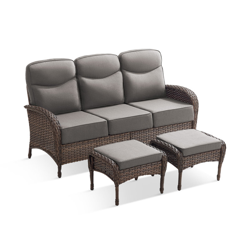 Ensemble de conversation 3 pièces pour l'extérieur, Grey, Brown