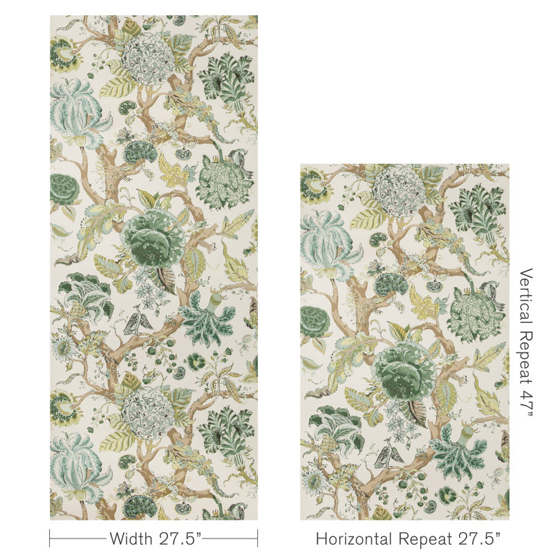 Adlington 33' L x 27.5" W Wallpaper Roll, Green