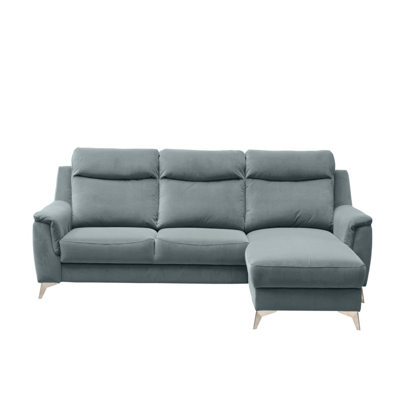 Izola 3 Seater Velvet Sofa Bed, Ashen, Right Hand Facing