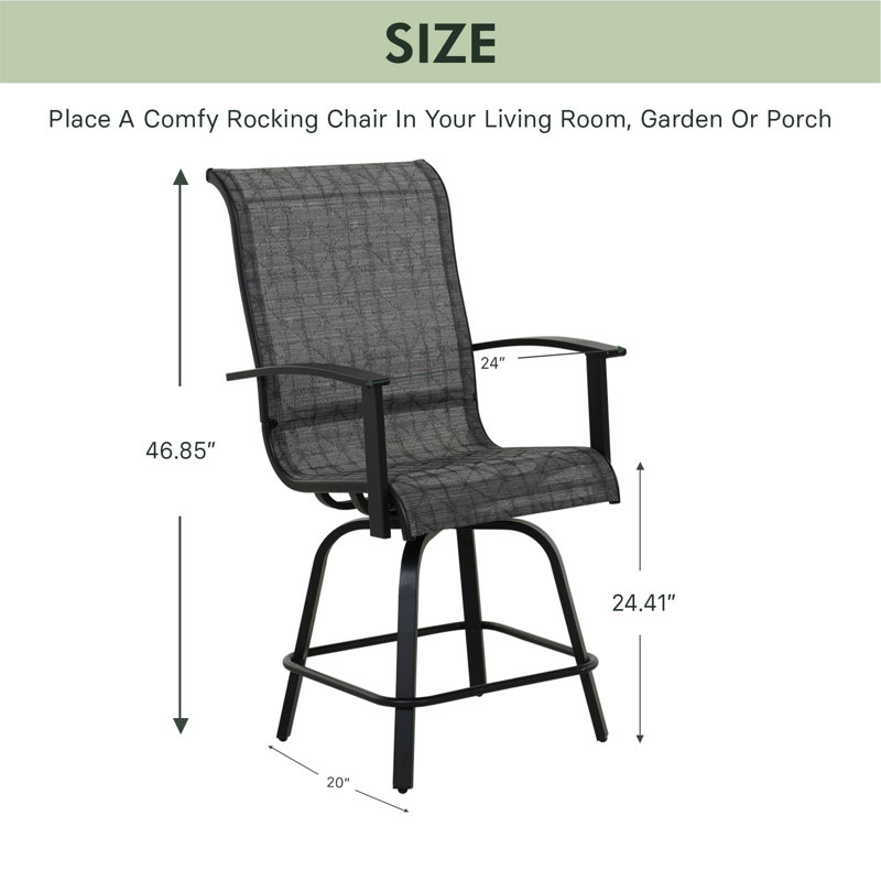 Tabouret de bar extérieur en métal Coffee, Gris