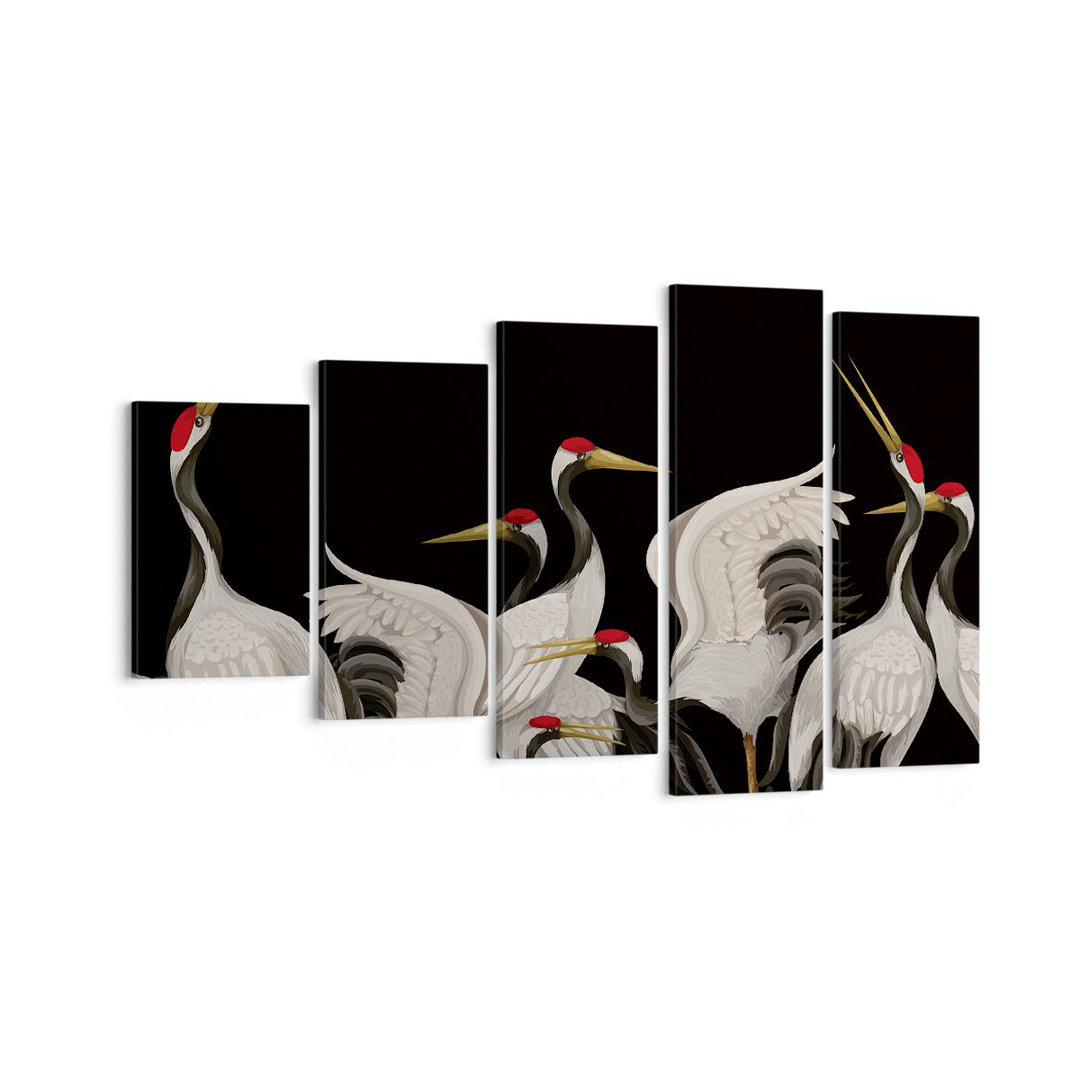 5-tlg. Leinwandbilder-Set Cranes Birds Graphics