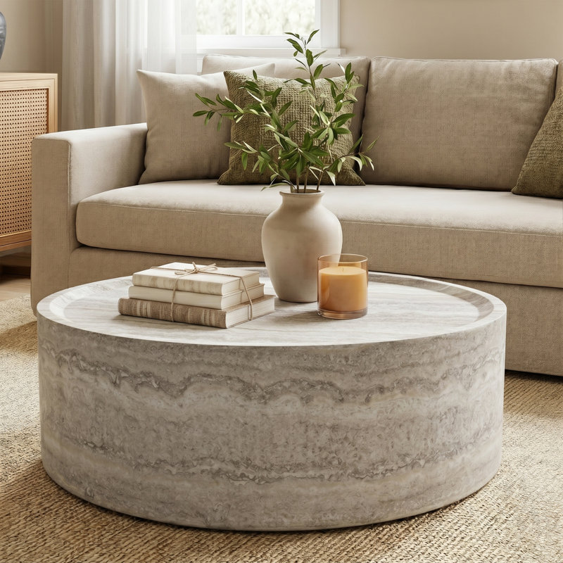 Table basse 35 po ronde sans assemblage, H 12,2 po x L 35,43 po x l 35,43 po