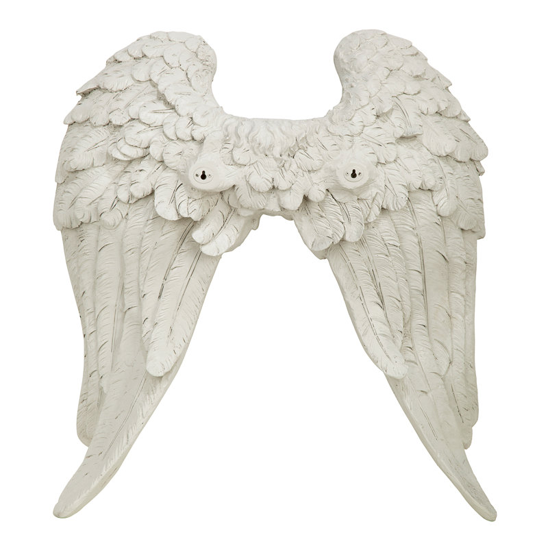 Off-White Resin Angel Wings Garden Statue, 26.5" Height