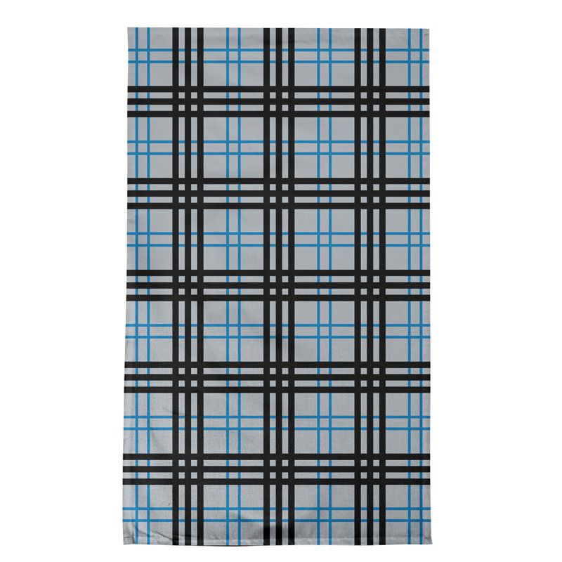 Plaid Tea Towel Kitchen Towel, Polyester, Gray/Black/Blue