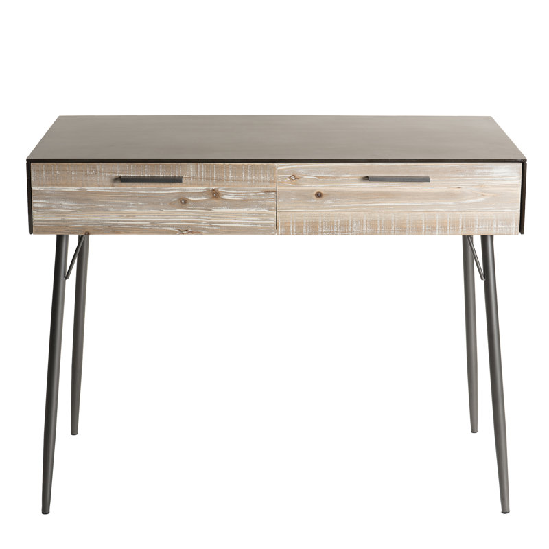 Rancourt Solid Wood Top Metal Base Writing Desk