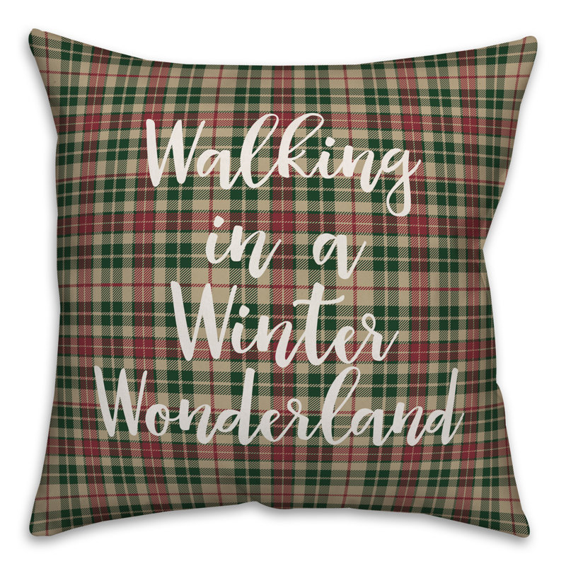  Coussin Walking in a Winter Wonderland in Tartan, Coussin décoratif