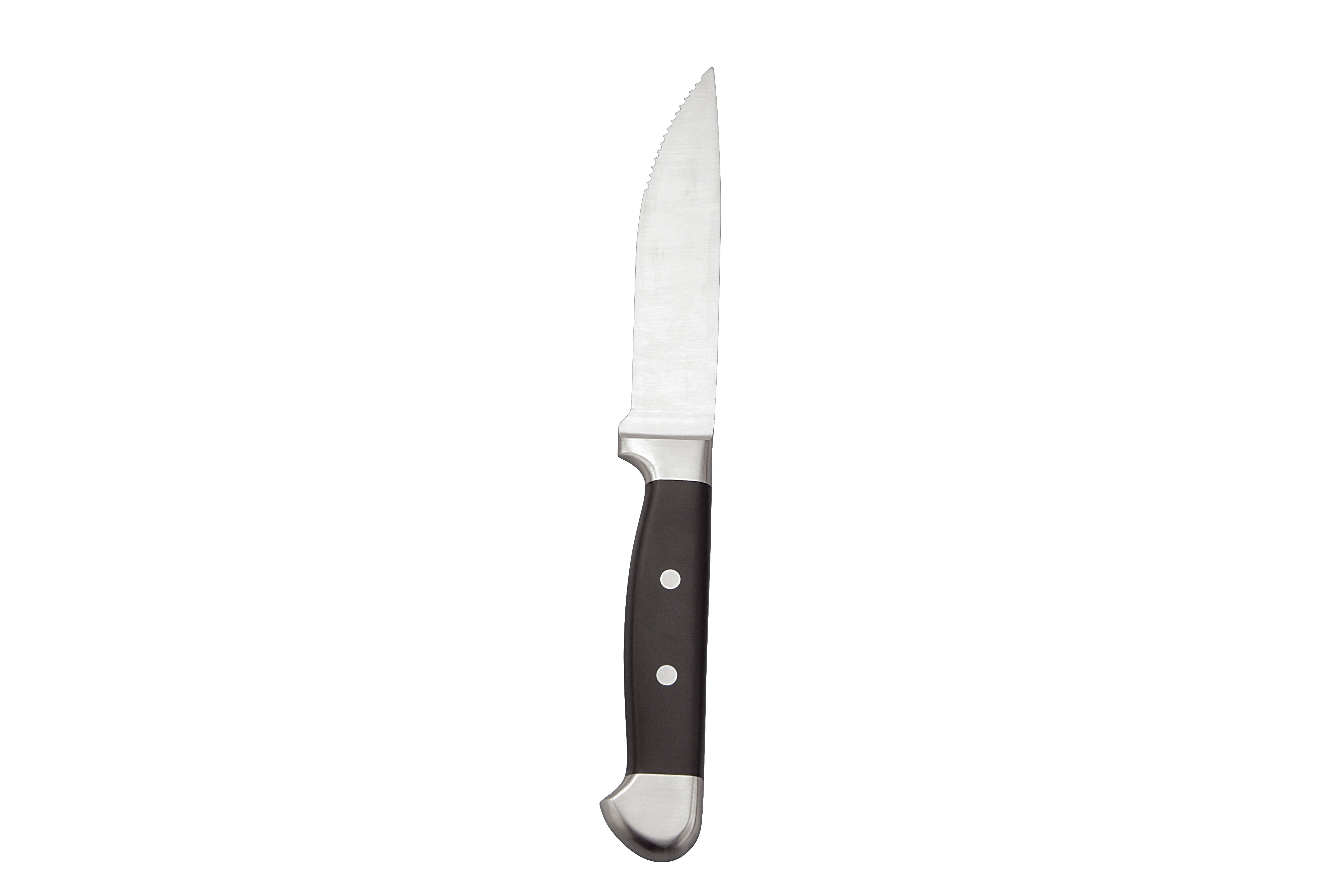 4 PIECE LONGHORN STEAKHOUSE STEAK KNIVES. WOOD HANDLES & STAINLESS