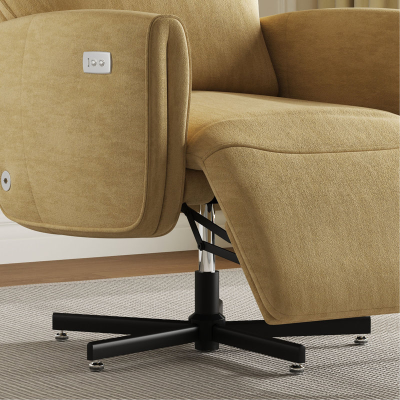 Fauteuil inclinable électrique pivotant, inclinable électrique avec charge USB et de type C, fauteuil d'appoint rembourré en velours pivotant à 360 °, pour le bureau à domicile et le salon, facile à assembler