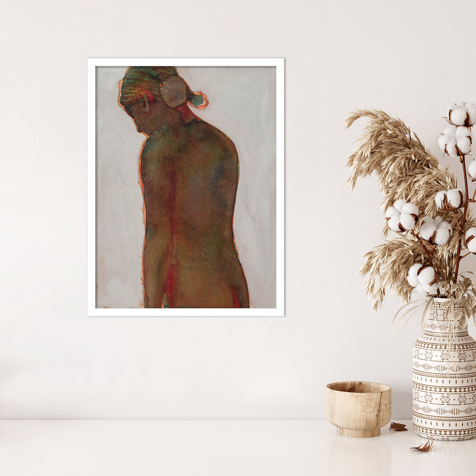 Figure Print by Dean Graham, White Framed, 25" H x 19" W