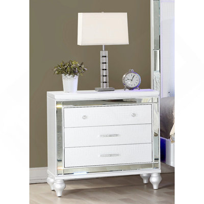 Table de chevet moderne de style moderne avec cadre en bois blanc (comprend 1 table de chevet)