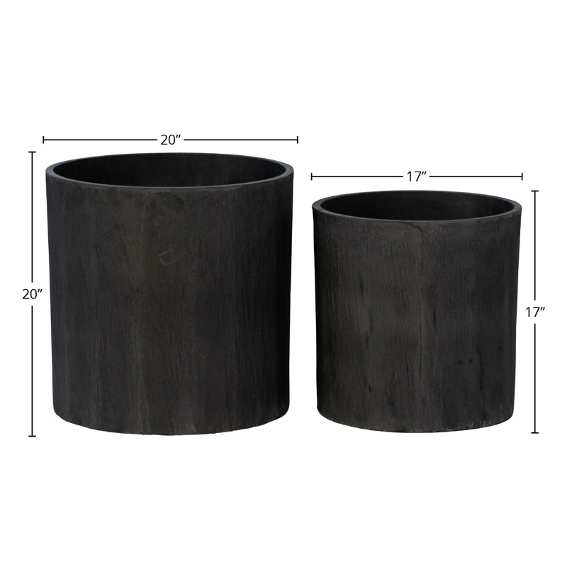 Set of 2 White Ceramic Cylinder Pot Planters