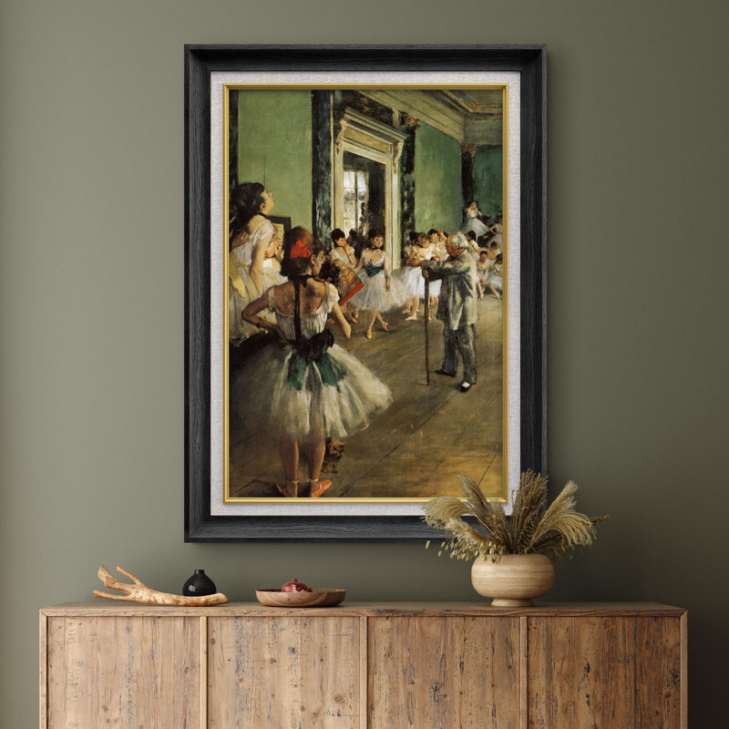 La classe de ballet par Edgar Degas - Peinture sur toile encadrée, Noir