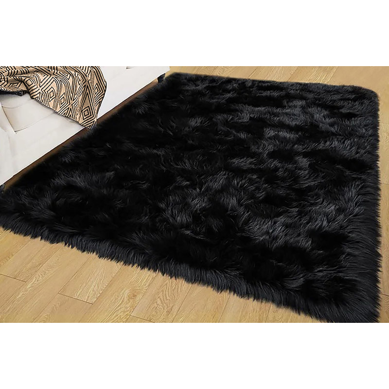 Tapis noir à poils longs Jubilee, Rectangle 12 pi x 15 pi