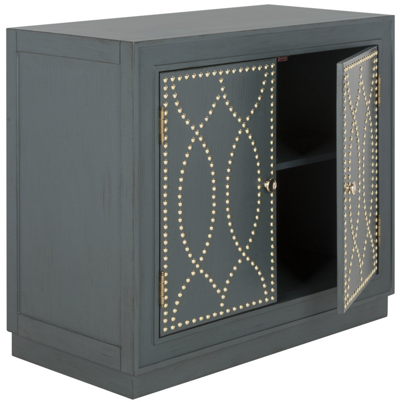 Studded Accent Cabinet, Steel Teal