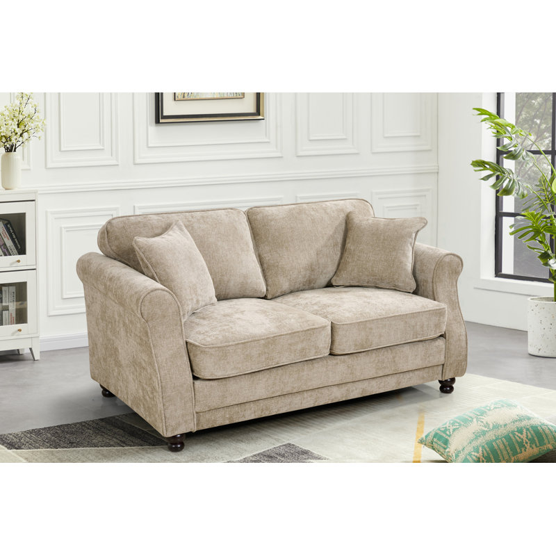 Baldemar 2 Seater Chenille Sofa, Beige