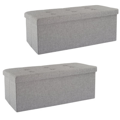 Ebern Designs Set of Two 30-Inch Ottomans, Gray