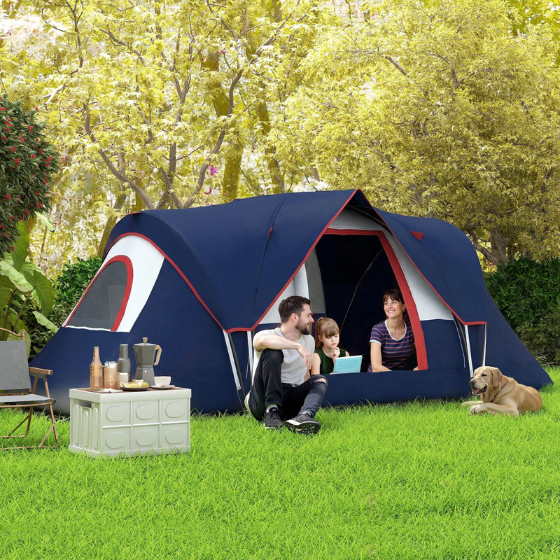 5 Person Tent, Navy Blue/Red/White