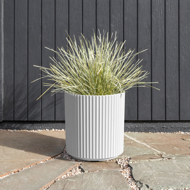 Demi Series Round Planter, White, 1, 16" H x 14.75" W x 14.75" D