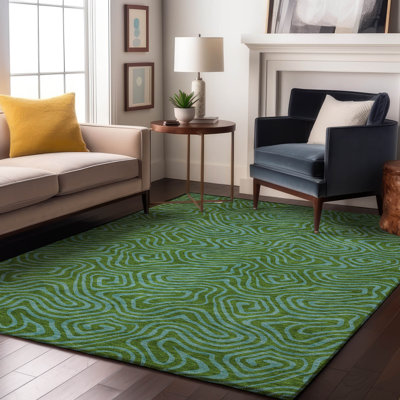 Premium Machine Washable Birchview AMF1031 Swirls Rug