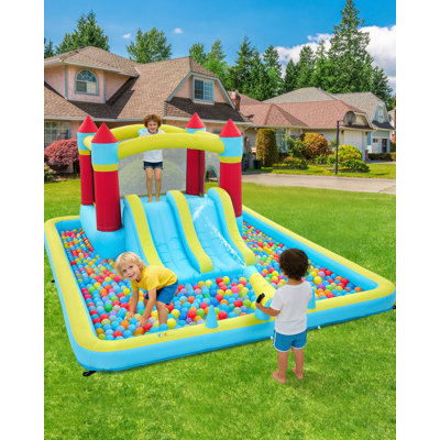 Château gonflable d'intérieur et d'extérieur avec glissade et gonflable gonflable 7-en-1 pour enfants 350 W