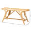Banc naturel avec style bohémien moderne, siège ovale, décor tissé, supports triangulaires et pieds inclinés, brun, 15 po de profondeur, 38,6 po de largeur, 18,1 po de hauteur, 9,6 lb de poids, structures de soutien en pouces