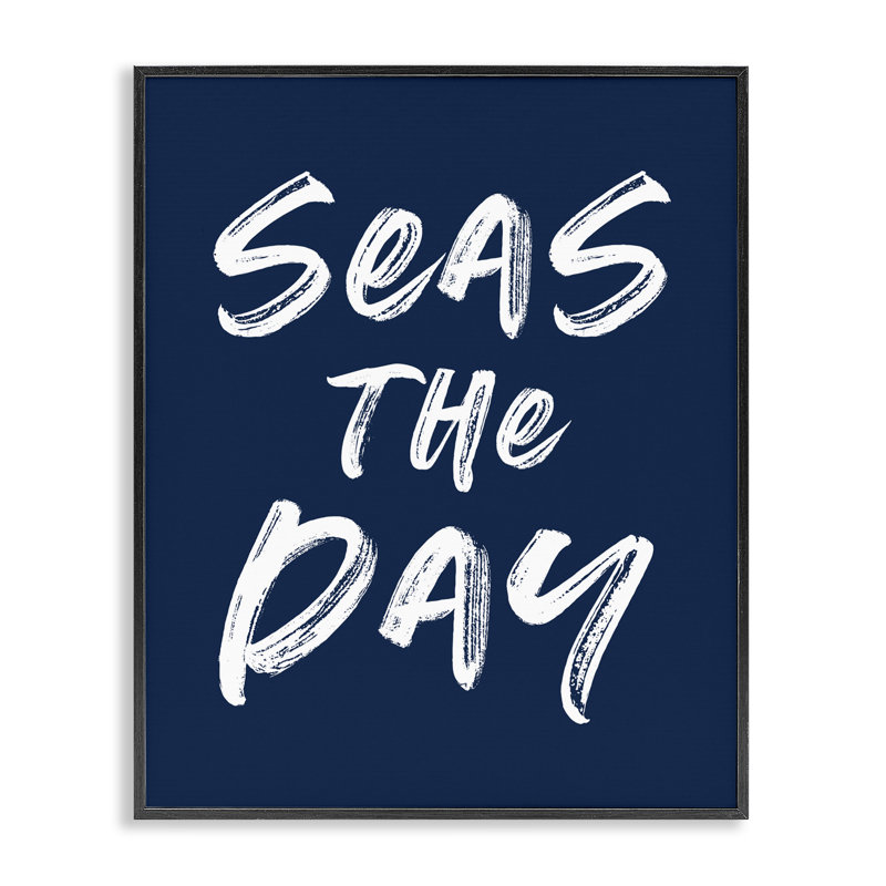 «Seas The Day Sentiment», estampe numérique giclée, H 14 po x l 11 po, Giclée encadrée noir minuit
