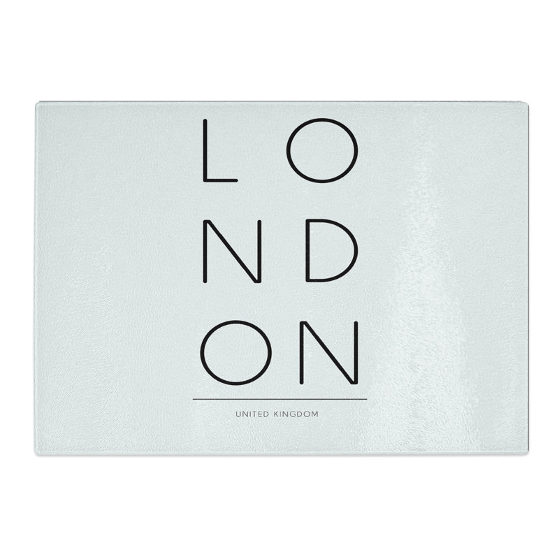London United Kingdom Typography Chopping Board, 20cm W x 28.5cm L