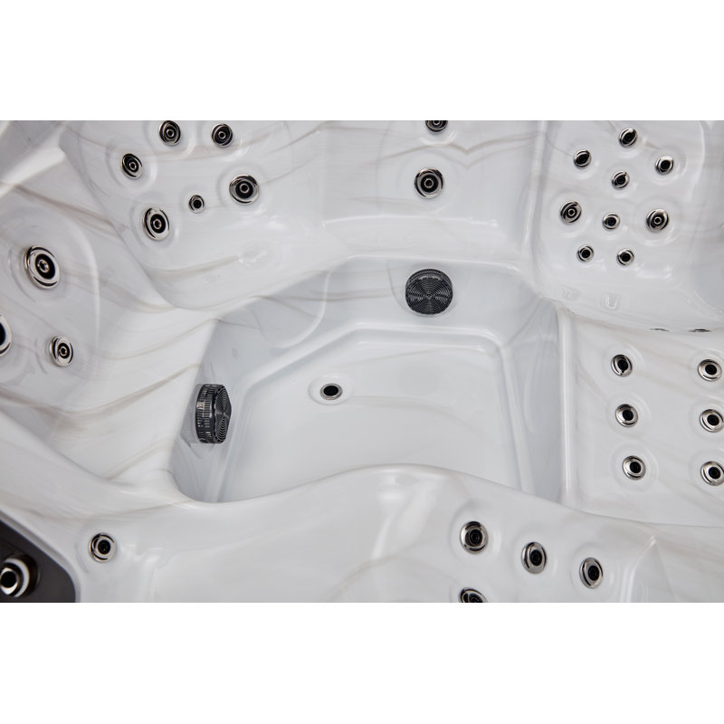 Gray and White 5-Person Luxury Hot Tub with Jets and Ozonator